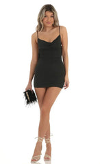 Lace Open Back Dress in Black