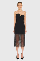 Strapless Puzzle Dress with Fringe