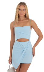 Twist Cutout Dress in Blue