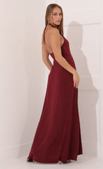 Halter Maxi Dress in Burgundy