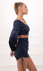 Asymmetric Mini Dress in Navy Blue