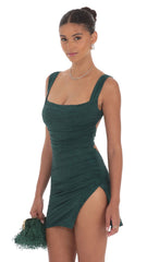 Ruched Bodycon Dress in Heather Green