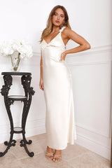 Parties In Spring Satin Maxi Dress Champagne