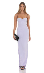 Open Back Two-Toned Maxi Dress in Lavender