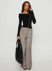 Jillianna Button Detail Off Shoulder Top Black