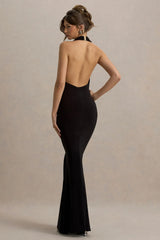 Milani | Black Backless Cowl Neck Fishtail Maxi Dress