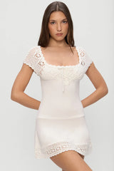 Lover Crochet Knit Mini Dress - White