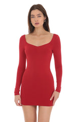 Bodycon Open Back Dress in Red