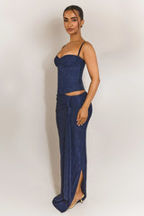 The Lexi Lace Maxi Skirt in Navy Blue