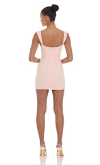 Shoulder Ties Bodycon Dress in Pink