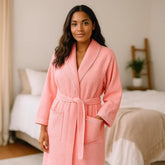 Women's Waffle Cotton Robe | Soft Absorbent Lounge Bathrobe