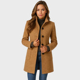 Women's Wool-Blend Long Coat | Structured Warm Outerwear