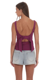 Back Bow Top in Magenta