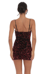 Velvet Red Sequin Bodycon Dress Black