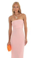 Slinky Strapless Dress in Pink