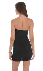 Strapless Rhinestone Embellished Dress in Black