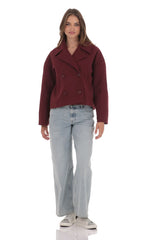 Double Breasted Short Trench in Burgundy