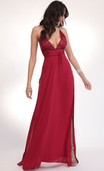 Floral Lace Plunge Maxi in Merlot