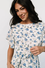 Laurel Midi Dress | Off-White + Blue Floral