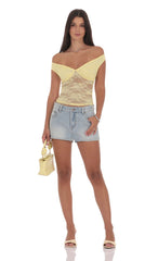 Off Shoulder Lace Top in Yellow