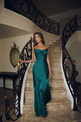 Brilliant Belle Satin Maxi Dress Green