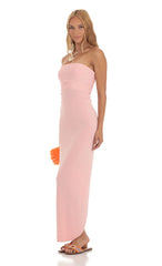 Slinky Strapless Dress in Pink