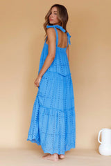 Brynna Tied Shoulder Maxi Dress Blue