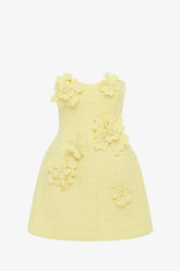 Rosario Tweed Petal Bustier Mini Dress - Sorbet Yellow
