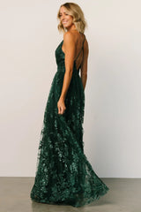 Lucienne Shimmer Maxi Gown | Emerald