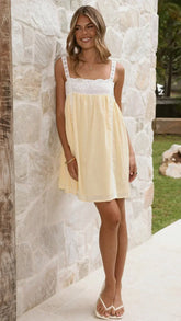 Lacey Mini Dress - Lemon