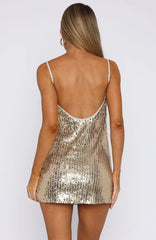 Sizzling Mirage Sequin Mini Dress Gold