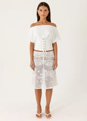 Yanna Midi Skirt White