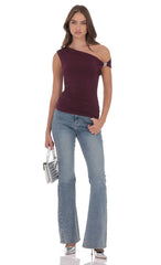Embellished Off Shoulder Top in Purple