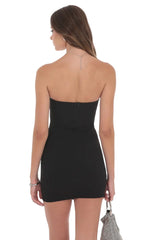 Strapless Rhinestone Bodycon Dress in Black