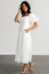 Rina Embroidered Shimmer Dress | Off White