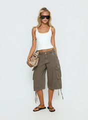 Hudsen Longline Cargo Shorts Khaki