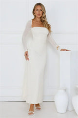 Hot Girl Habits Long Sleeve Maxi Dress Beige