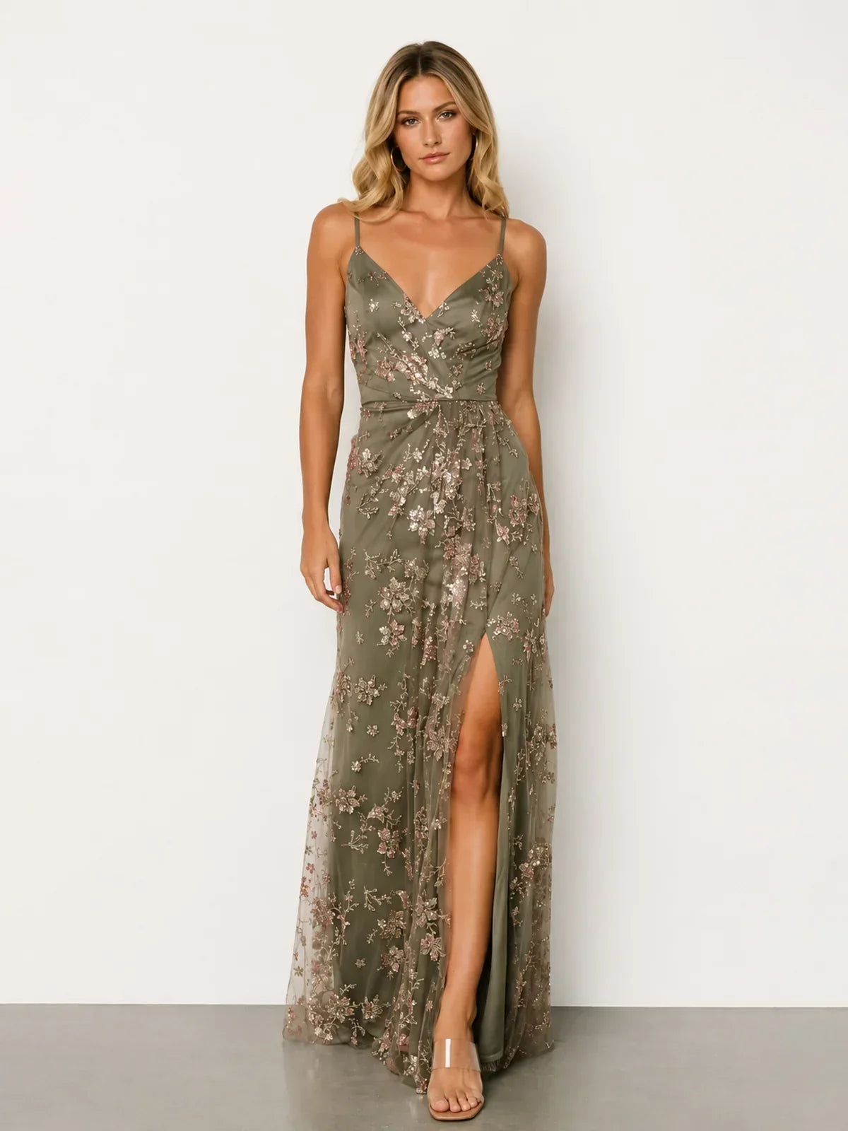 Marcia Sparkle Gown | Eucalyptus + Rose Gold