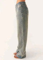 Keanna Low Rise Denim Jeans - Dirty Wash