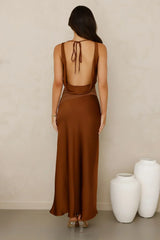 Celestial Spark Satin Maxi Dress