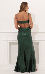 Halter Maxi In Green Sequin
