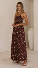 Gena Maxi Dress - Chocolate Polka