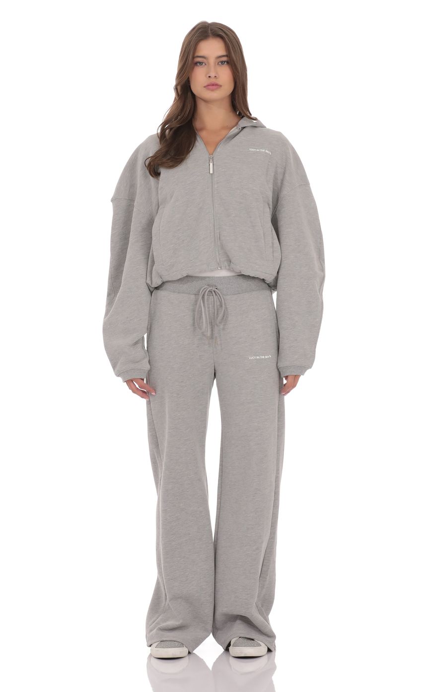 Fleece Straight Sweatpants in Grey