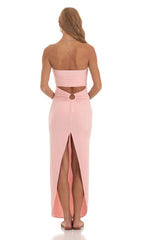 Slinky Strapless Dress in Pink