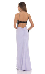 Open Back Two-Toned Maxi Dress in Lavender