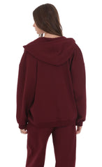 Oversize Zip-Up Hoodie in Burgundy