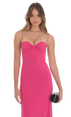 Open Back Mermaid Maxi Dress in Magenta