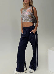 Travalta Satin Track Pant Navy