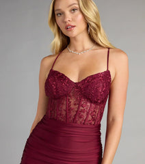 Masie Lace Corset Lace-Up Mini Dress
