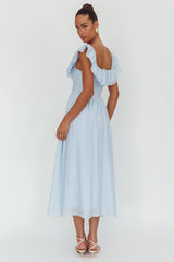 Serinah Basque Waist Off-Shoulder Maxi Dress Blue